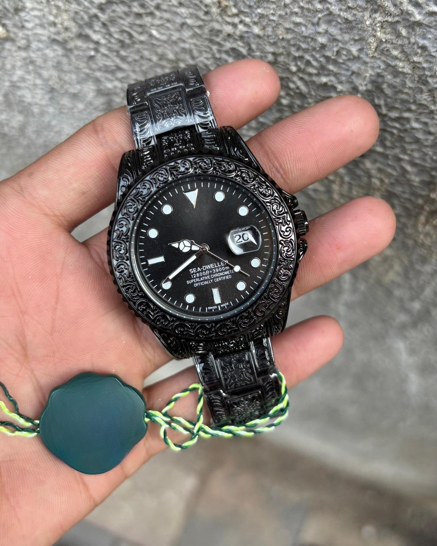 One of The Most Full Black Handmade Design Men's Watch
