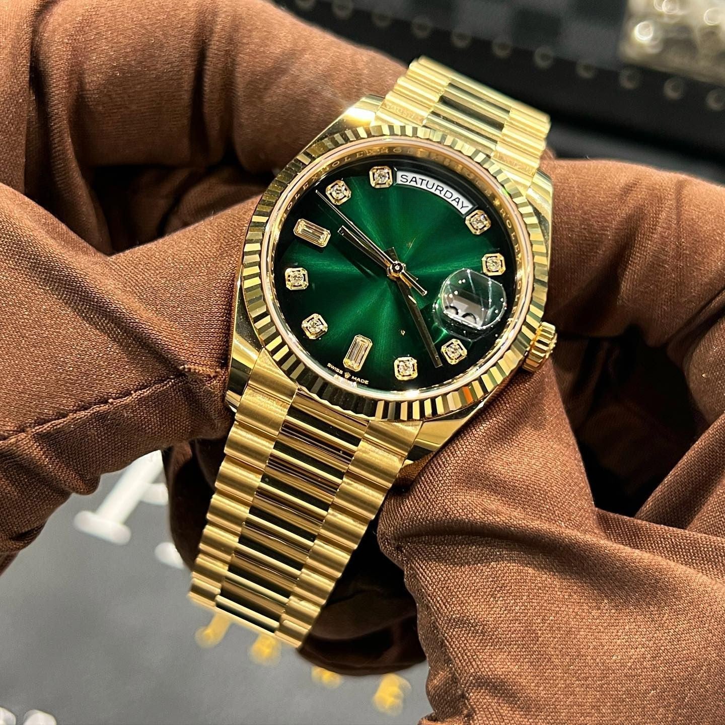 Day-Date Automatic Green Dial Men's Watch
