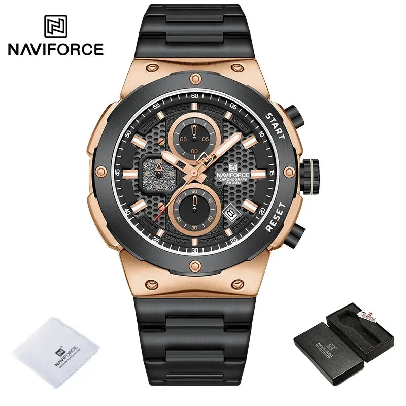 Naviforce Royal NF8072 Watch - Luxury Chronograph Stainless Steel