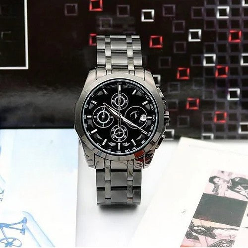 Black Dial Metal Belt Men's Watch