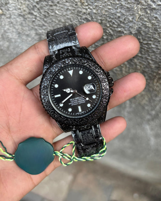 One of The Most Full Black Handmade Design Men's Watch