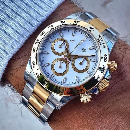Automatic Silver White Dial Analog Chronograph Men's Watch