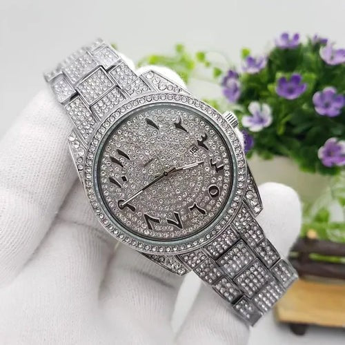 Men’s Analog Silver Numerals Diamond Watch