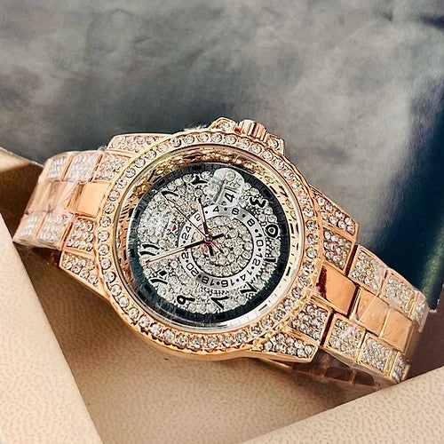 Analog Rose Gold Arabic Diamond Men’s Watch