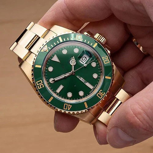 Submarine Automatic Golden Green Dial Metal Men's Watch