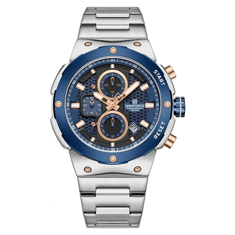 Naviforce Royal Silver Blue NF8072 Watch - Stainless Steel Chronograph