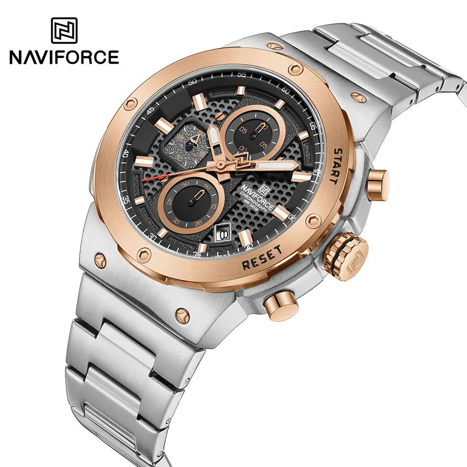 Naviforce Royal NF8072 Watch - Luxury Chronograph Stainless Steel