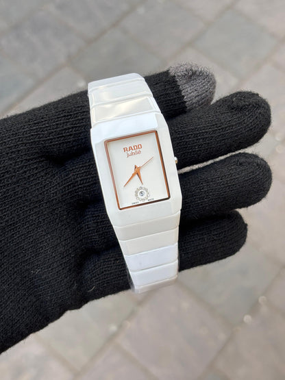 Rado Square White Dial Ciramic Belt Watch For Men's