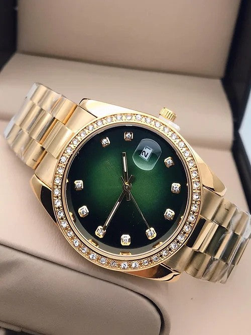 Green Gold Dial Metal Belt Men's watch