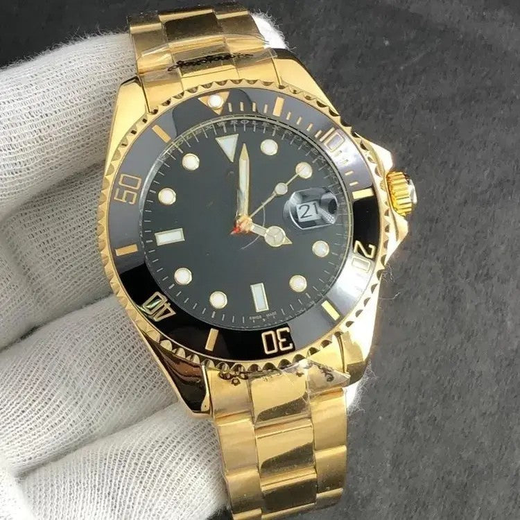 Automatic Golden And Black Dial Analog Quartz Chain Metal Men Watch