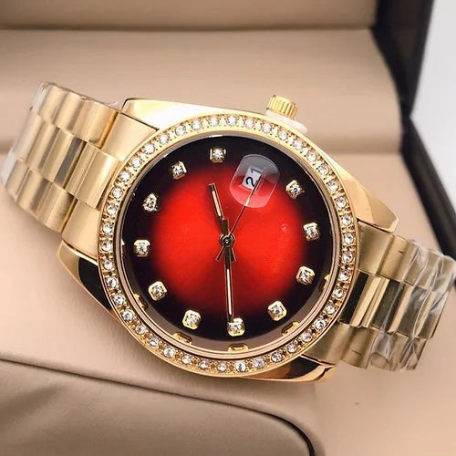 Red Dial Metal Belt Men's watch