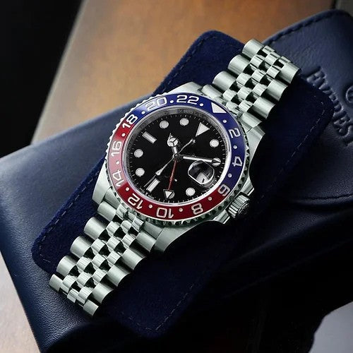 Automatic Silver Black Dial Analog Quartz Chain Metal Men's Watch