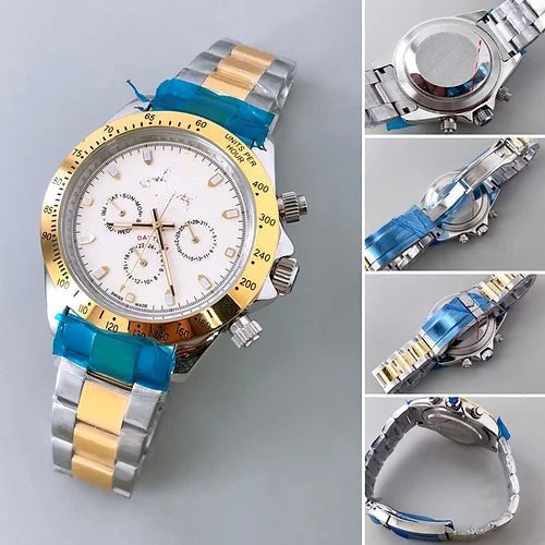Automatic Golden And White Metal Round For Men's Watch